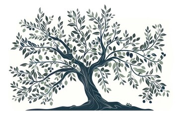 Olive tree flat illustration art illustrated painting.
