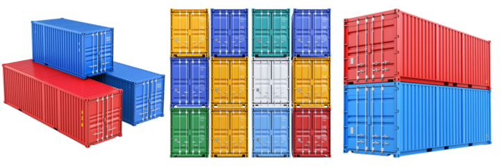 Stacked Shipping Containers Isolated on Transparent Background PNG Cutout