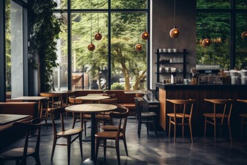 Fototapeta premium Interior of a modern empty cafe
