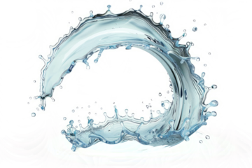 smooth water arch splash, isolated on white