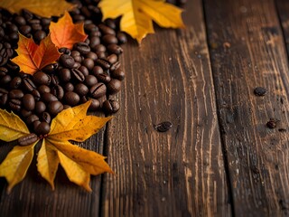 Chocolate on a Wooden Table with Autumn Leaves, Ideal for Seasonal Treats and Cozy Fall Decor