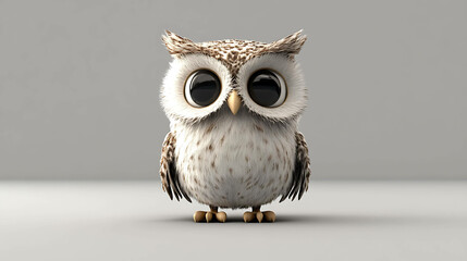 Cute cartoon owl with large eyes looking at the camera.