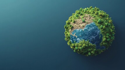 Fototapeta premium Eco-friendly, sustainable planet earth with lush vegetation and vibrant blue oceans