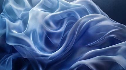 Obraz premium Blue fabric floating in space, billowing softly, evoking movement and grace.
