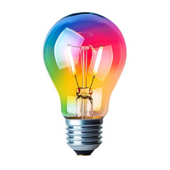 Fototapeta premium Rainbow Light bulb isolated on transparent background