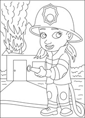 woman coloring book page
