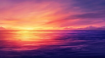 Calming sunset with vivid colors, softly blending into the horizon, perfect for a peaceful wallpaper.