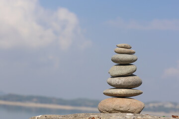 stack of stones on beach