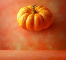 A pumpkin isolated on a studio background. Soft color scheme image suitable for advertising autumn goods, fairs and events. 