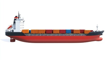 Container ship, maritime logistics, detailed and accurate, isolated on white background 