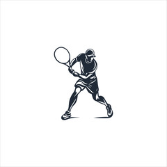 Fototapeta premium tennis player stylized vector silhouette, emblem or logo template