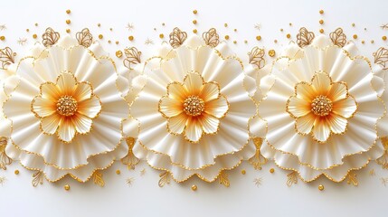 Elegant White and Gold Flowers with Gold Glitter
