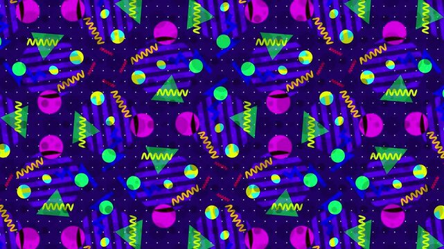 Retro abstract design patterns. Color style with geometrical shapes of different vintage colors. 