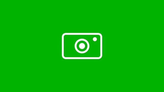 Doodle camera is shooting isolated on green background. Video elements