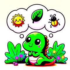 Obraz premium lizard dreams cartoon 