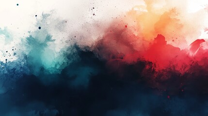 A digital illustration of abstract watercolor shapes in shades of blue, red, and orange. The colors blend and overlap, creating a dynamic and textured effect. This artwork can symbolize the fluidity o