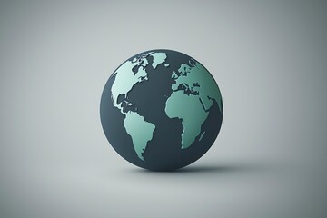 3D Globe Illustration - Earth Map on Dark Sphere