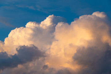 Beautiful cloudy landscape at sunset. Sky background.