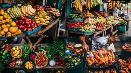 Fototapeta premium fruit and vegetables on market stall