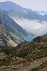 Point of entry of the Gave des Oulettes de Gaube to the Lac de Gaube. This lake is one of the most popular treks and attractions in the French Pyrenees, near Pont d'Espagne