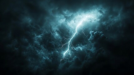 A powerful lightning strike amidst dark and stormy clouds.