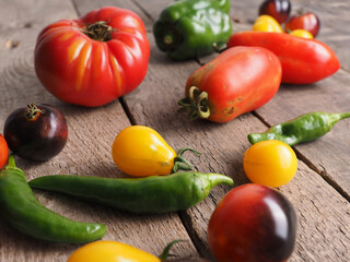 Variations of tomatoes and peppers