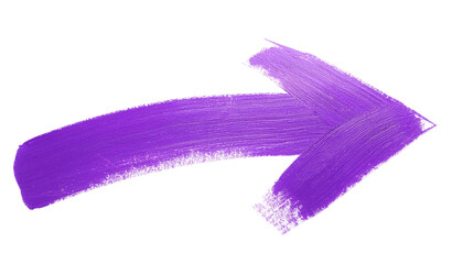 Vibrant purple brush stroke arrow pointing right on a transparent background