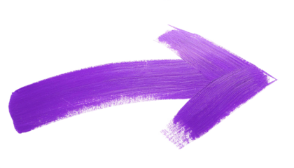 Vibrant purple brush stroke arrow pointing right on a transparent background