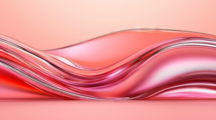 Obraz premium A zoomed-in photo of a pink and silver item featuring rippling patterns at the base and a soft pink backdrop