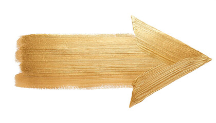 Bright gold brush stroke arrow pointing to the right, set against a clear background