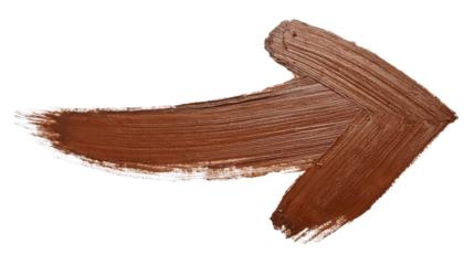 Brown brush stroke arrow pointing right on a transparent background, ideal for design projects