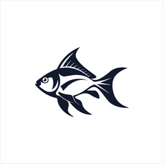 Fish icon black silhouette. Fisheries logo symbol