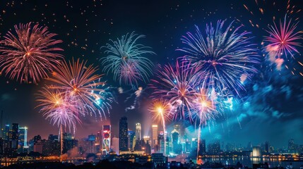 Cityscape Fireworks Display