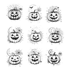 Pumpkin Svg, Jack O Lantern SVG Vector silhouette bundle file