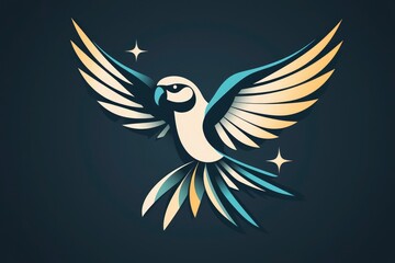 Fototapeta premium Abstract Illustration of a Parrot in Flight with Stars