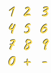 number from 0 to 9 and plus minus signs