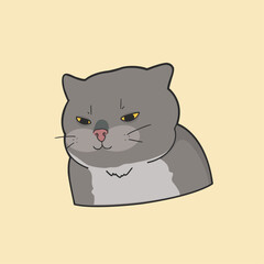 Gray Cat Meme Sticker Cute Illustration