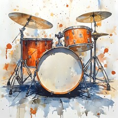 Watercolor Drum Set.