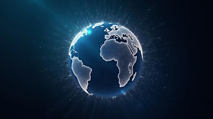 Fototapeta premium Illuminated Digital Earth Globe: Global Network and Connectivity Concept in Cyberspace