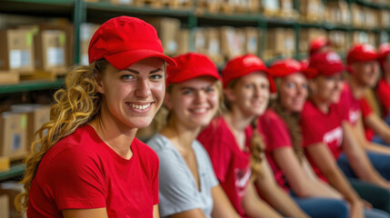 Diverse Team of Young People Smiling in Warehouse - Teamwork, Collaboration, Logistics. Generative ai