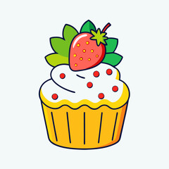 Cupcake with strawberry stock illustration