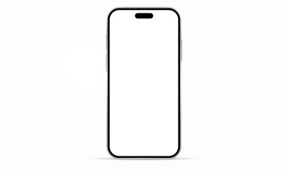 Mock up realistic 3d smartphone white screen. Phone front view mockup. Cellphone mobile isolated with blank screen background for display your design, site.
