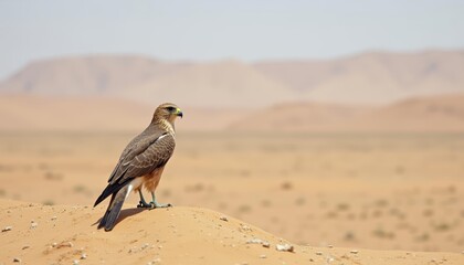 Desert solitude  A falcons watchful gaze
