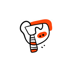 hand drawn red doodle shapes and objects. Abstract modern contemporary trendy vector illustration.