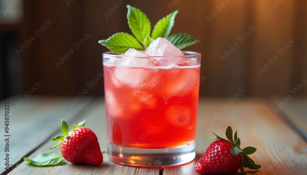 Canvas Prints Refreshing summer cocktail with strawberries and mint