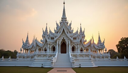 Fototapeta premium Elegant temple at sunset serene beauty