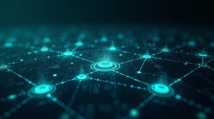 Interconnected Network Nodes: Digital Communication and Data Transfer Visualization