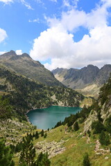 View of Era Restanca glacial lake before the last descent stretch to Restanca refuge on GR11...
