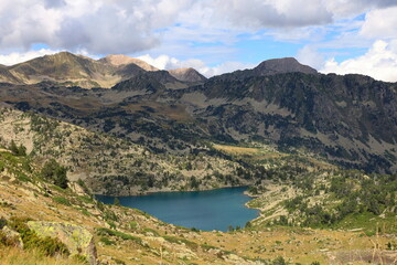 Mountain lake at Alt Pirineu National park, Catalonia, Pyrenees