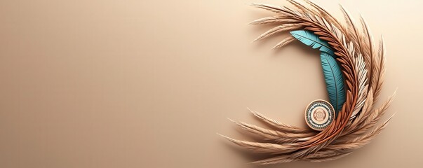 Native American symbols, spiritual motifs, cultural designs, 3D illustration